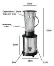Liquidificador Industrial 2 Litros 110V 127V Baixa Rotação Massas Açaí Bolos Maionese 800w - JLE