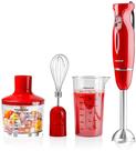 Liquidificador manual OVENTE Immersion 300W 2 velocidades com acessórios vermelhos
