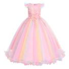 Little Big Girls Rainbow Costume Pageant Princess Party Tule Dress Kids Floral Primeira Comunhão Casamento Aniversário Halloween Natal Carnaval Longo Maxi Ball Vestido Arco-Íris 3-4T