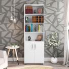 Livreiro Brian 16445 Branco 4 Prateleiras Porta Livros Revista Cd Dvd 2 Portas Pequenas Branco para Escritório Sala Quarto Consultório - AM Decor