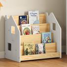 Livreiro de Chão Madeira 4 Nichos Branco Natural Bruno Livreiro de Chão Madeira 4 Nichos Branco Natural Bruno