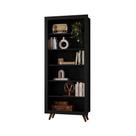 Livreiro Multiuso Retro 5 Prateleiras Preto Fosco - Qmovi Livreiro Multiuso Retro 5 Prateleiras Preto Fosco - Qmovi