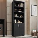 Livreiro Office Samara Preto TX Com 2 Portas E 5 Prateleiras 180cm Altura MDP
