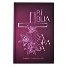 Livro - Bíblia ACF, Soft touch, Capa dura, Cruz floral, Leitura Perfeita