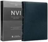 Livro - Bíblia Sagrada NVI, Letra Grande, Couro legítimo azul, Leitura Perfeita, Premier Collection | Com letras de Jesus em azul e referências cruzadas