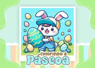 Livro Bloco Colorir Páscoa menino holográfica capa dura 50 Desenhos papel 180g adultos e crianças