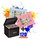 Livro Colorir Infantil Bobbie Goods Capa Dura com 120 Canetinhas Touch Originais Ponta Dupla Coloridas Pintar Diversão