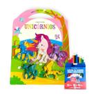 Livro De Colorir + 5 mini Unicórnios Mais Cor E Diversão