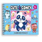 Livro de Colorir Adulto Cute e Comfy Panda Capa Dura Azul, 40 ilustrações