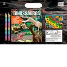 Livro de Colorir Dinossauros Infantil - Kit com 32 páginas, 2 lápis arco-íris e adesivos