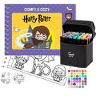 Livro De Colorir Harry Potter Estilo Bobbie Goods Capa Dura Espiral Holográfica 150g Acetato 48 Canetas Touch Marcadores