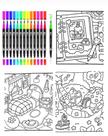 Livro De Colorir Infantil + Maleta Com 60 Canetas Cores Sortidas Ponta Dupla Grossa E Fina