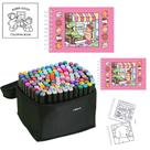 Livro de Colorir ORIGINAL Bobbie Goods Capa Dura ROSA 80 Canetinhas Touch Brush Ponta Dupla
