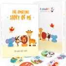 Livro de memórias para bebês KiddosArt Happy Animals 72 páginas e adesivos