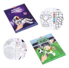 Livro De Pintura Com Adesivos Astronautas & Princesas / Futebol & Unicórnios Livro De Pintura Com Adesivos Astronautas & Princesas / Futebol & Unicórnios