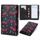 Livro de servidor BECEERE Cute Black Cherry Leather com bolso com zíper
