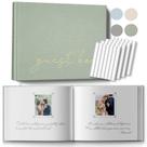 Livro de visitas de casamento BVSSX Linen Polaroid 21,6 x 25,4 cm com adesivos
