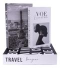 Livro decorativo kit c/ 3 caixas porta objetos luxo