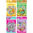 Livro Infantil Interativo Cenários 3d Para Montar Com Adesivos Pinça e Guia Visual Kit 4 Volumes Dinossauros Princesas Unicórnios Capivaras Livro Infantil Interativo Cenários 3d Para Montar Com Adesivos Pinça e Guia Visual Kit 4 Volumes Dinossauros Princesas Unicórnios Capivaras