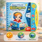 Livro Interativo com Som Infantil Bilíngue Português Inglês Multi Temas