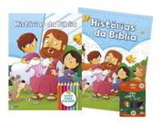Livro kit diversão histórias da bíblia colorir lápis de cor - RIDEEL