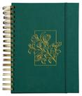 Livro - Meu plano perfeito, planner sem data, capa verde tecido sobre capa dura | Planner 2026