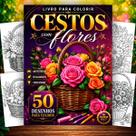 Livro para Colorir Cestos com Flores Anti Stress Livro para Colorir Cestos com Flores Anti Stress