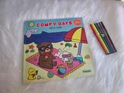 Livro Para Colorir tamanho grande Comfy Days com canetinhas