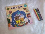 Livro Para Colorir tamanho grande Cozy Time com canetinhas