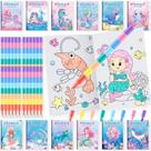 Livros para colorir BenLouis Mermaid Mini Kids com lápis empilháveis