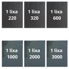 Lixa 220 320 600 1000 2000 3000 Kit 1 De Cada Polimento Acabamento Lixamento Plásticos Metal Madeira