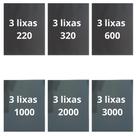 Lixa 220 320 600 1000 2000 3000 Kit 3 De Cada Polimento Grão Acabamento Lixamento Metal Plásticos