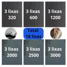 Lixa 320 600 1200 2000 2500 3000 Kit 3 De Cada Polimento Grão Lixamento Acabamento Plásticos Metal