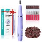 Lixa de furadeira elétrica sem fio COSLUS: furadeira de unhas com botão de velocidade contínua para esmalte em pó em gel acrílico, manicure e pedicure profissional portátil recarregável para uso em salão doméstico, roxa
