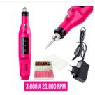 Lixa Eletrica Para Unha Lixadeira Motor Polidora Manicure Pedicure Profissional Bivolt Portátil Rosa