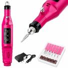 Lixadeira de Unha Elétrica Bloco Motor Bivolt Rotação Profissional Lixa Manicure Pedicure Kit Broca Portátil Prática Manual Resistente Rosa Cutícula