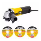 Lixadeira Esmerilhadeira Angular Profissional 4.1/2" 650w com 3 discos corte EAV650 Vonder 110v