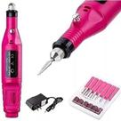 Lixadeira Lixa Motor de Unha Elétrica Profissional Bivolt Bloco Rotação Manicure Pedicure Kit Broca Portátil Prática Manual Resistente Rosa Cutícula