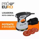 Lixadeira Roto Orbital 400W Profissional 12.000RPM 220V Velocidade Variável e Lixa 125mm Pró Euro