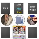 Lixas 3000 D'água Kit 5 Folhas Polimento Farol Pintura Metal Lixamento Funilaria Acababento Reparos
