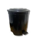 Lixeira 14 Litros Preto Redondo Com Pedal Plástico Banheiro Cozinha
