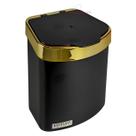 Lixeira 2,5 Litros Cesto Lixo Plástico Para Bancada Pia Cozinha Preto Dourado - 521PTD Future