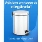 Lixeira 3L Inox Redonda Multiuso Compacta Cesto Interno Pedal Higiênico Banheiro Cozinha Escritório Pequena