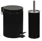 Lixeira 3lt + Escova Sanitaria Conjunto Agata preto C/ Pedal Mor