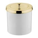 Lixeira 5 Litros Branca Com Tampa Metalizada De Pegar Cesto De Lixo Multiuso Banheiro Lavabo Cozinha Quarto Organizador Decoração Chão