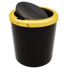 Lixeira 5 Litros Para Banheiro Cozinha Com Tampa Dourado Basculante Redonda Metalizada Plástica - AMZ