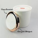 Lixeira 5 Litros Para Banheiro Cozinha Com Tampa Rose Gold Basculante Redonda Metalizada Plástica - AMZ