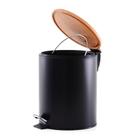 Lixeira 5 Litros Pedal Preto de Bambu