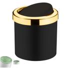 Lixeira 5 Litros Tampa Cesto De Lixo Basculante Para Cozinha Banheiro Escritório Dourado - 1216PTD Future