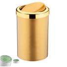 Lixeira 8 Litros Tampa Cesto De Lixo Basculante Para Cozinha Banheiro Escritório Dourado - 382DD Future